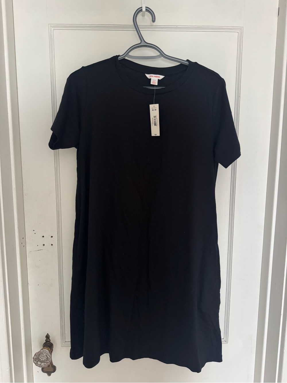 Joe Fresh Blacl Short-Sleeve T-Shirt Dress with Pockets
